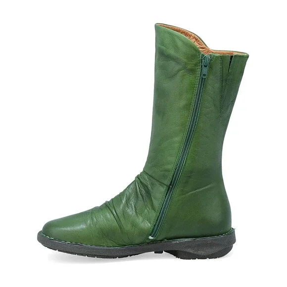 Miz Mooz Petrillo Women's US 9-9.5 Green Leather Ruched Mid-Calf Boots RHS5431